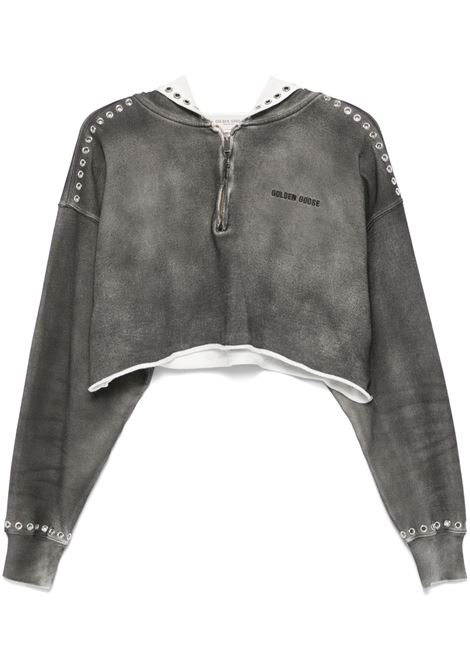 Felpa con cappuccio crop in grigio slavato Golden Goose - donna